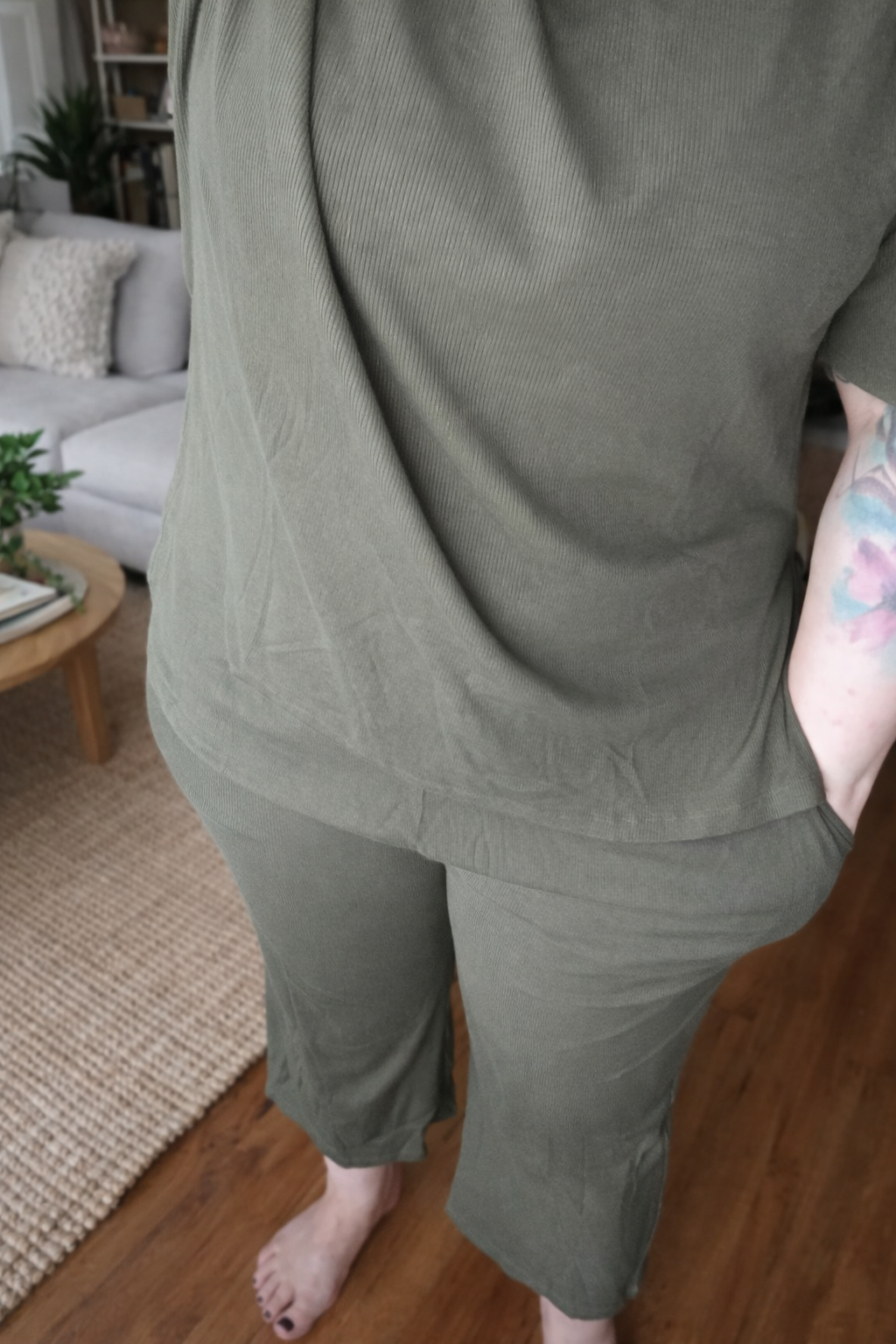 Olive - Ribbed mom set