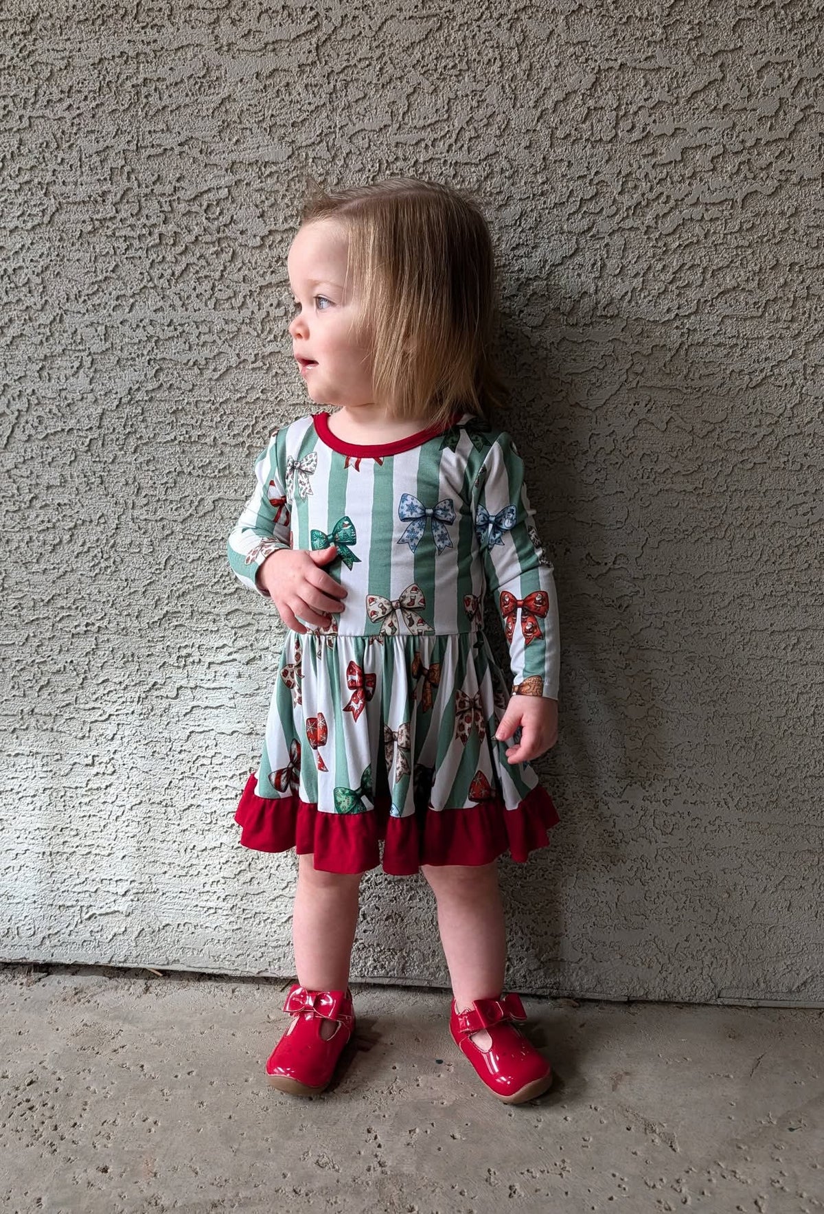 Christmas Bows Long Sleeve Bodysuit Twirl