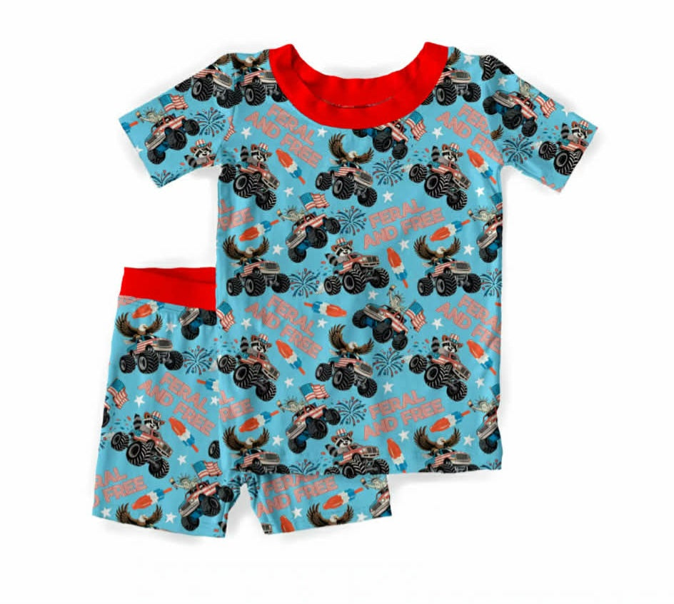 Red White Blue PJ Shorts Set