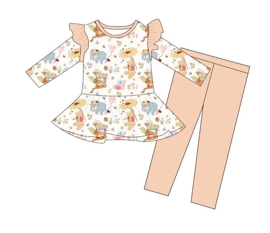 Pooh & Friends Ruffle Long Sleeve Peplum Set with Leggings