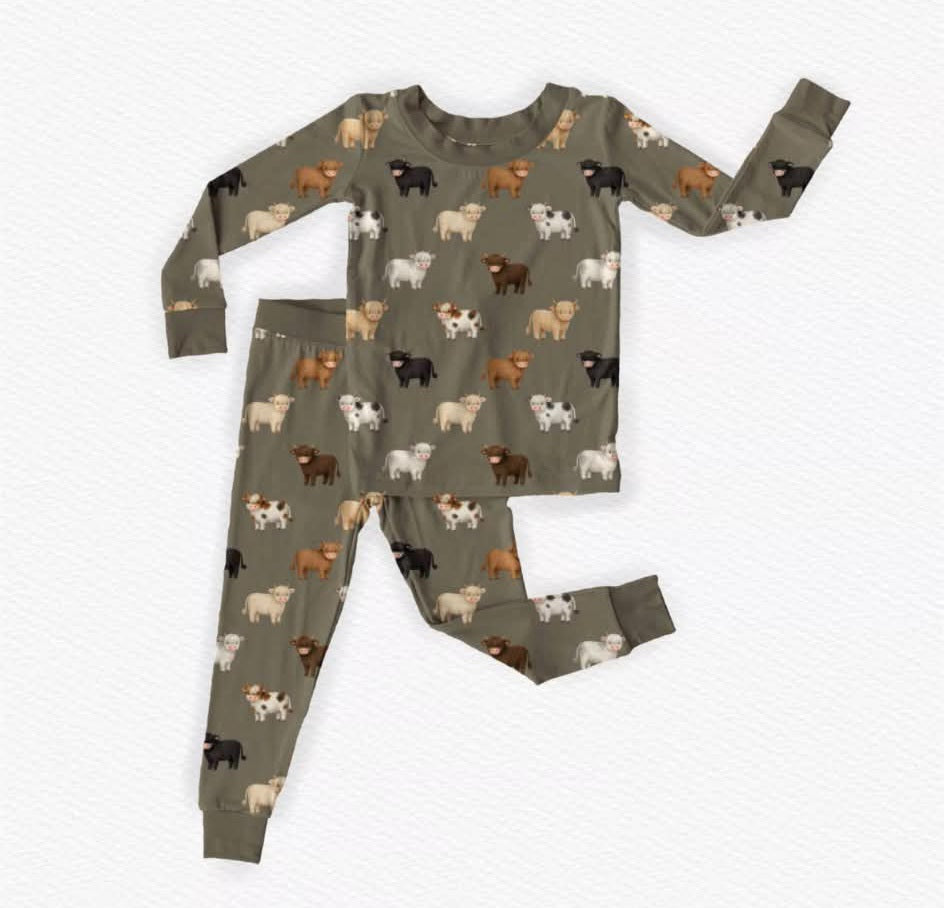 Cows Long Sleeve Pants PJ Set