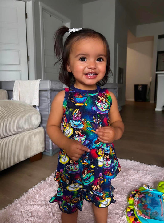 Magic In Every Cup Tank Top and Ruffle Shorts Set