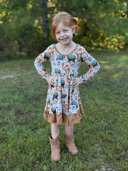 Holy Night Long Sleeve Twirl Dress