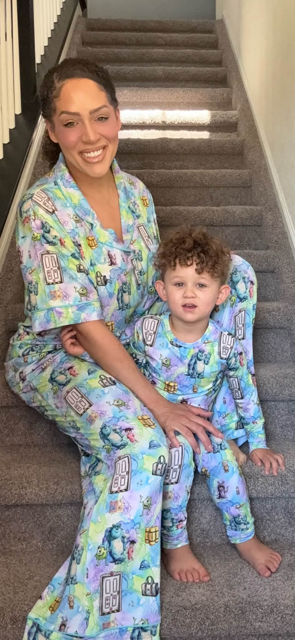 Boo's Door Women's Button Down Top with Pants PJ set