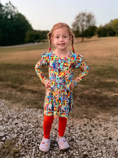 Remy's Recipe Long Sleeve Ruffle Peplum Set with Leggings