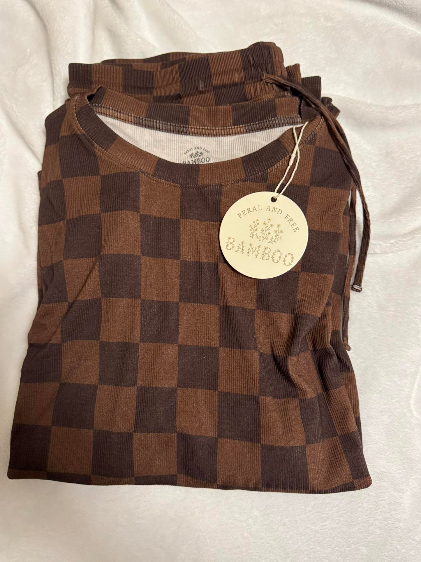 Mocha checks - Ribbed mom set