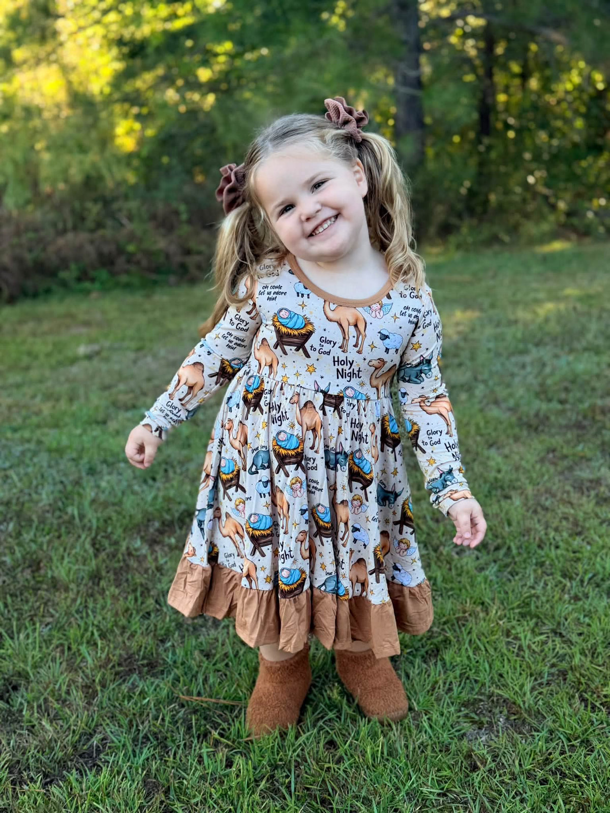 Holy Night Long Sleeve Twirl Dress