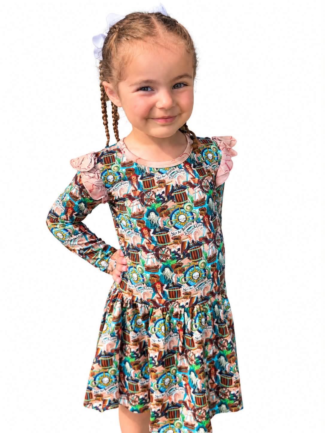 Hoist The Colors Long Sleeve Ruffle Dress with Leggings