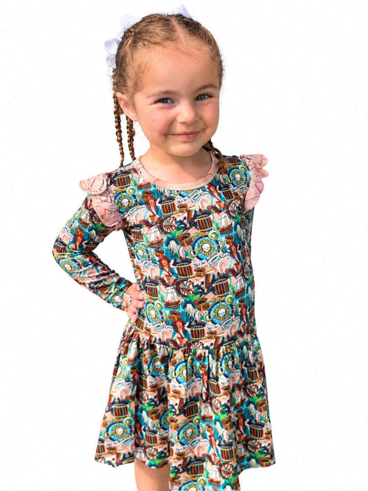 Hoist The Colors Long Sleeve Ruffle Dress with Leggings