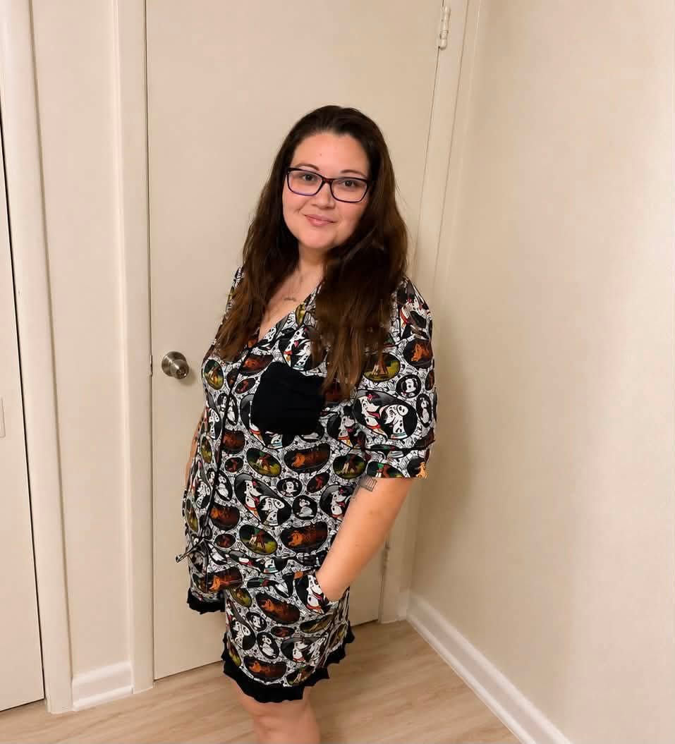 Spot Squad Women's Button Down Top with Shorts PJ set