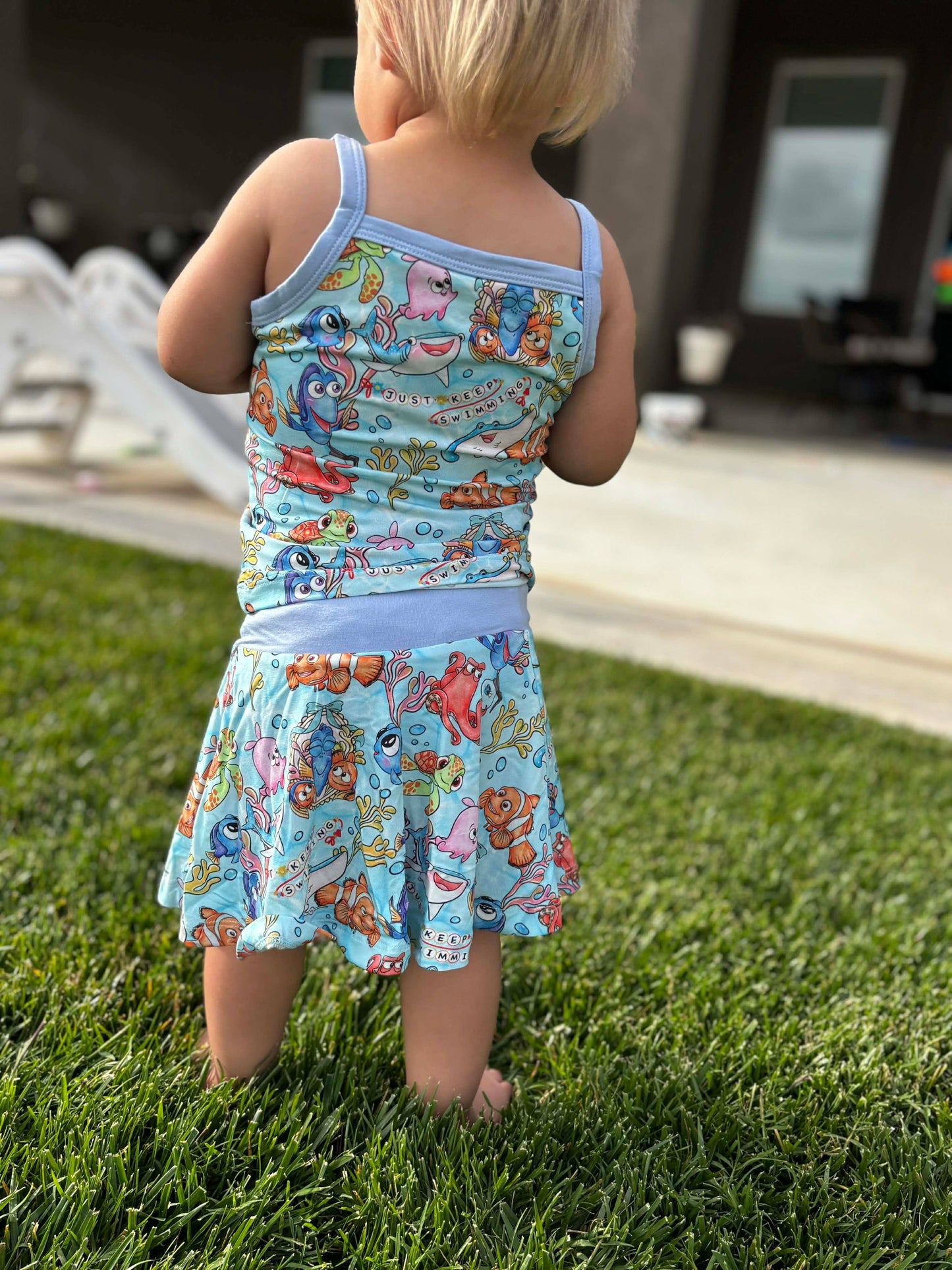 Keep Swimming tank and skirt set