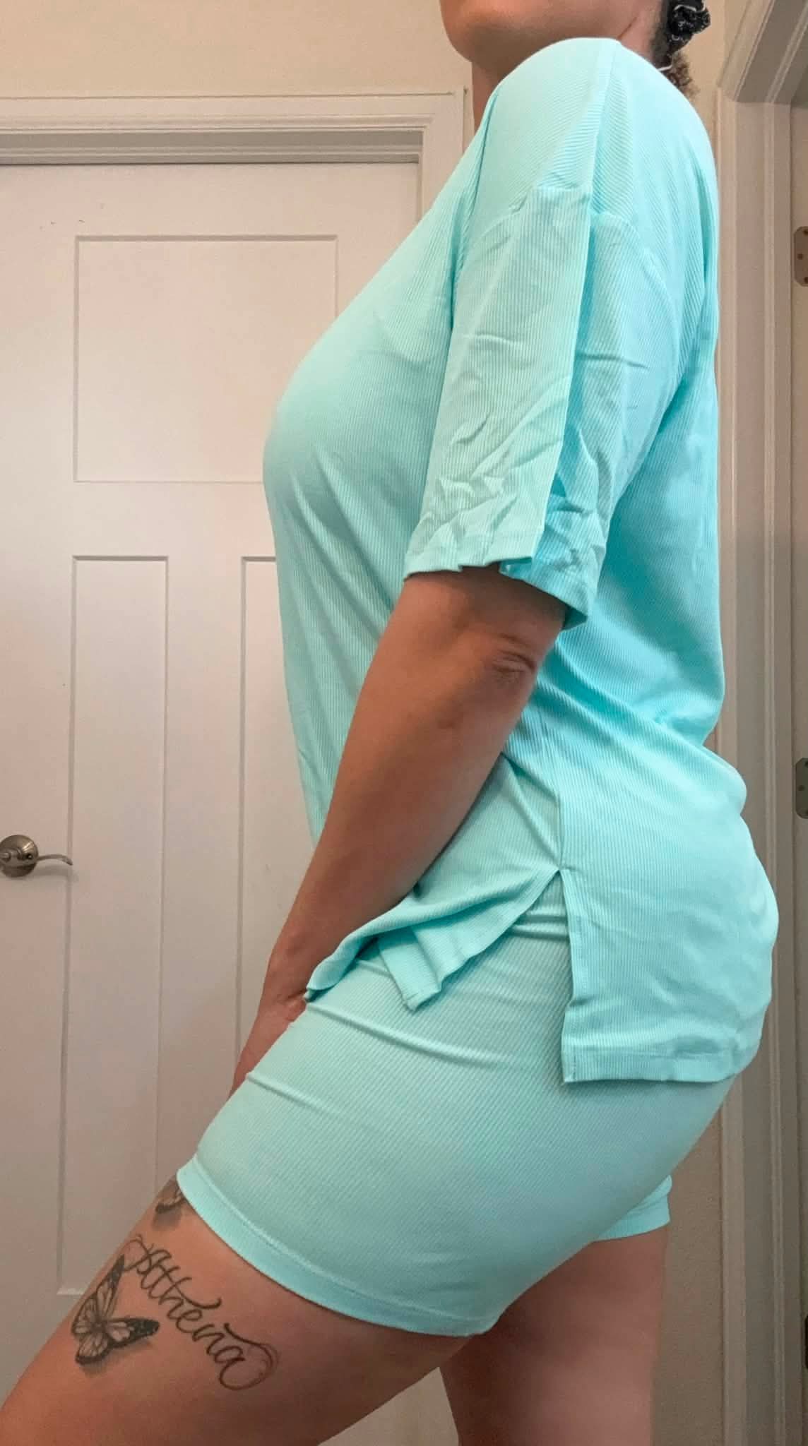 Tiffany Blue Biker Short Set