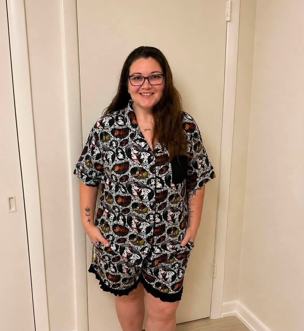 Spot Squad Women's Button Down Top with Shorts PJ set