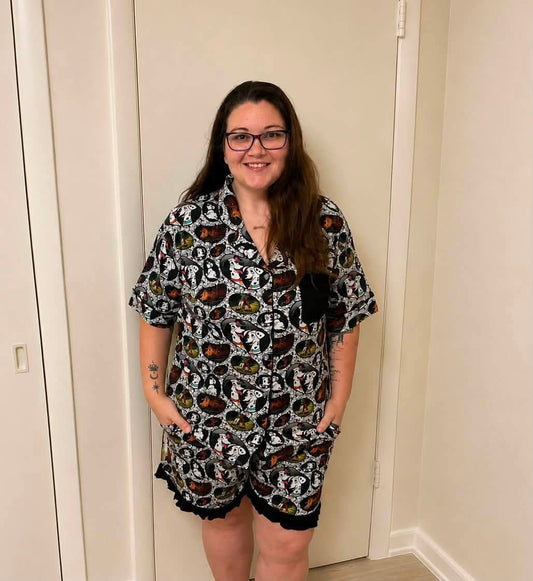 Spot Squad Women's Button Down Top with Shorts PJ set