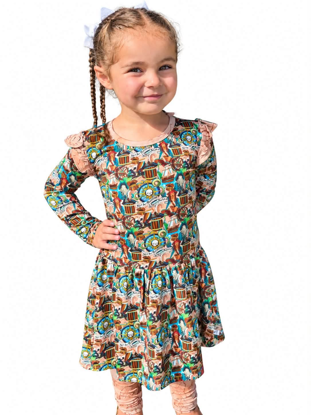 Hoist The Colors Long Sleeve Ruffle Dress with Leggings
