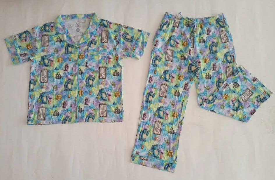 Boo's Door Women's Button Down Top with Pants PJ set