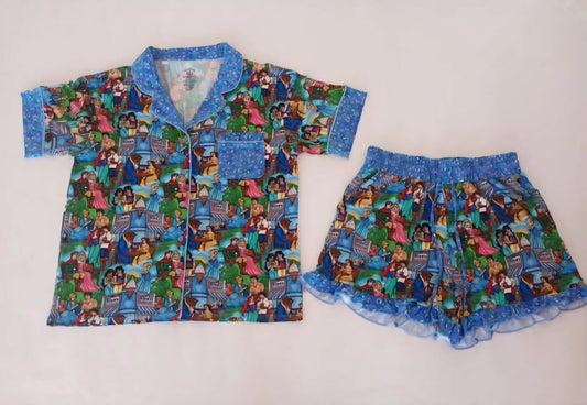 Sweetest Fairytale Button Down and Ruffle Shorts Set