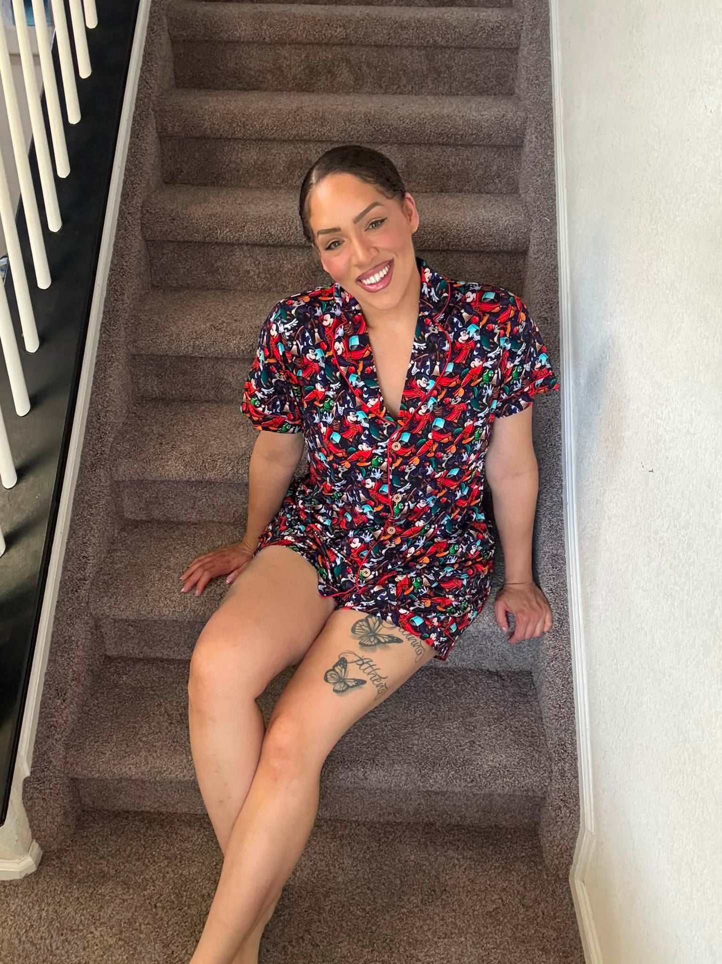Sorcerer's Dream Women's Button Down Top with Shorts PJ set