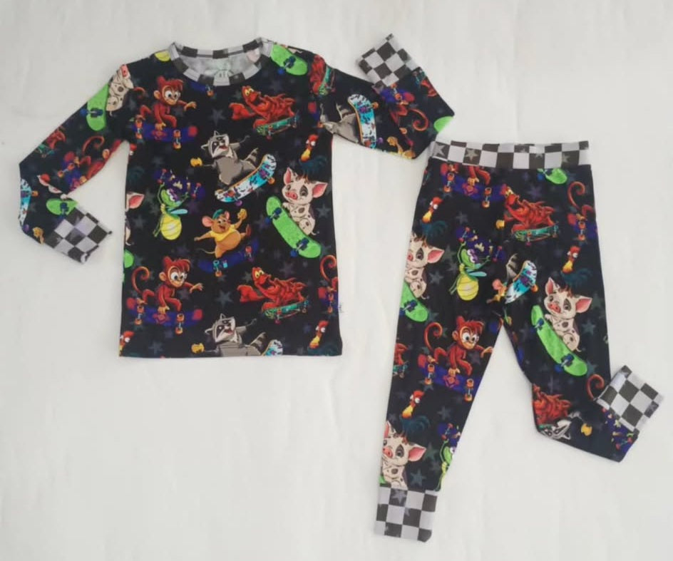 Skateboarding Sidekicks Long Sleeve Pants PJ Set