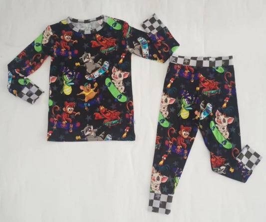 Skateboarding Sidekicks Long Sleeve Pants PJ Set