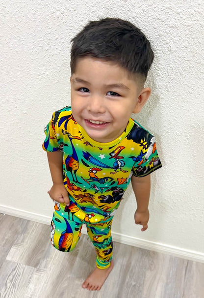 Feathered Fiesta Short Sleeve and Pants PJ Set