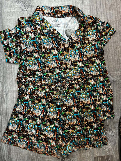Hoist The Colors Women's Button Down Top with Shorts PJ set