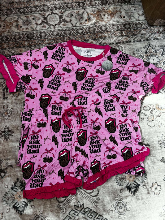 Go Ask Your Dad Ruffle Shorts Set