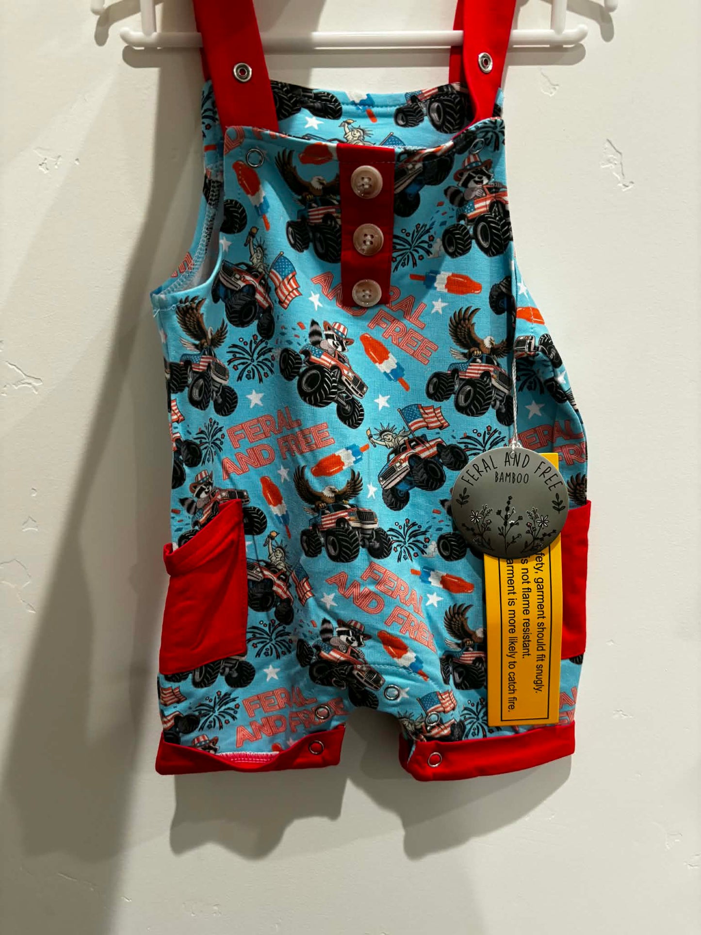 Red White Blue Short Overalls
