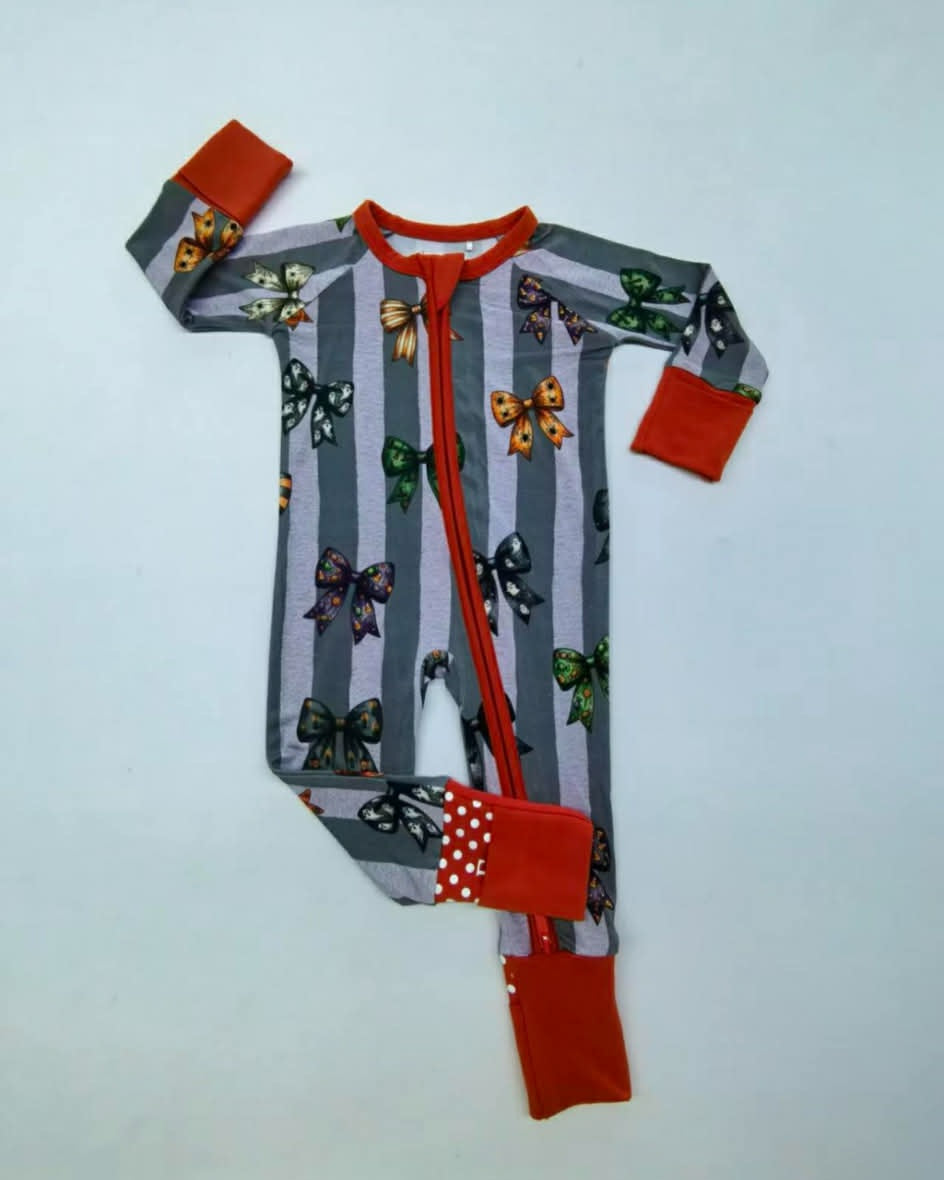 Halloween Bows Short Sleeve Pants PJ Set