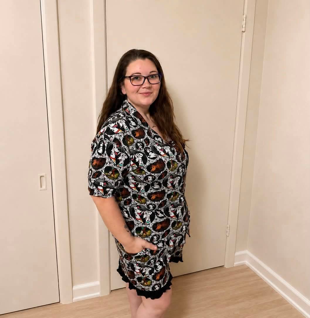 Spot Squad Women's Button Down Top with Shorts PJ set