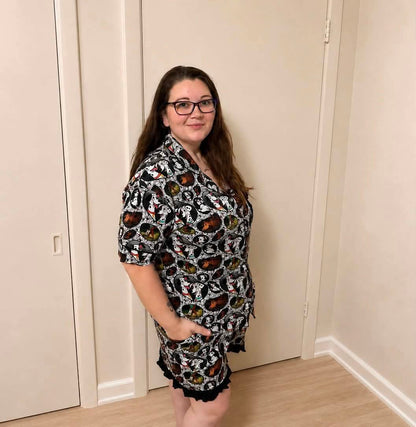 Spot Squad Women's Button Down Top with Shorts PJ set
