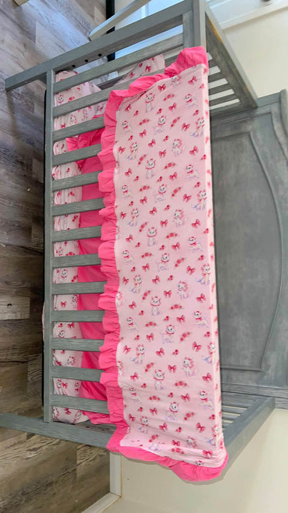 Prim & Purrrfect Double Layer Ruffle Bamboo Blanket 50x50