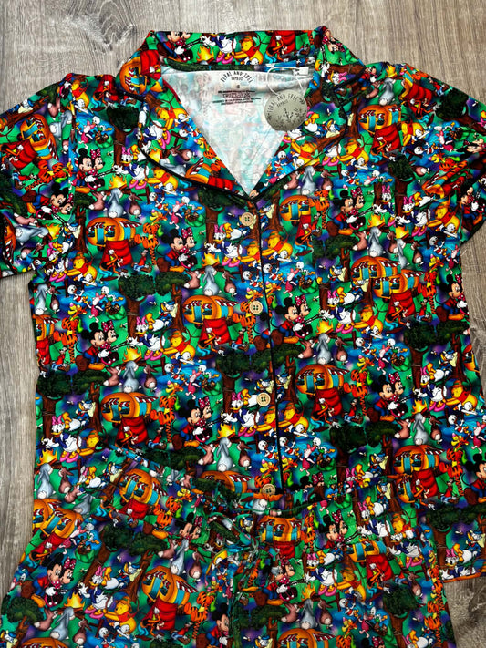 Campfire Crew Women's Button Down Top with Shorts PJ set