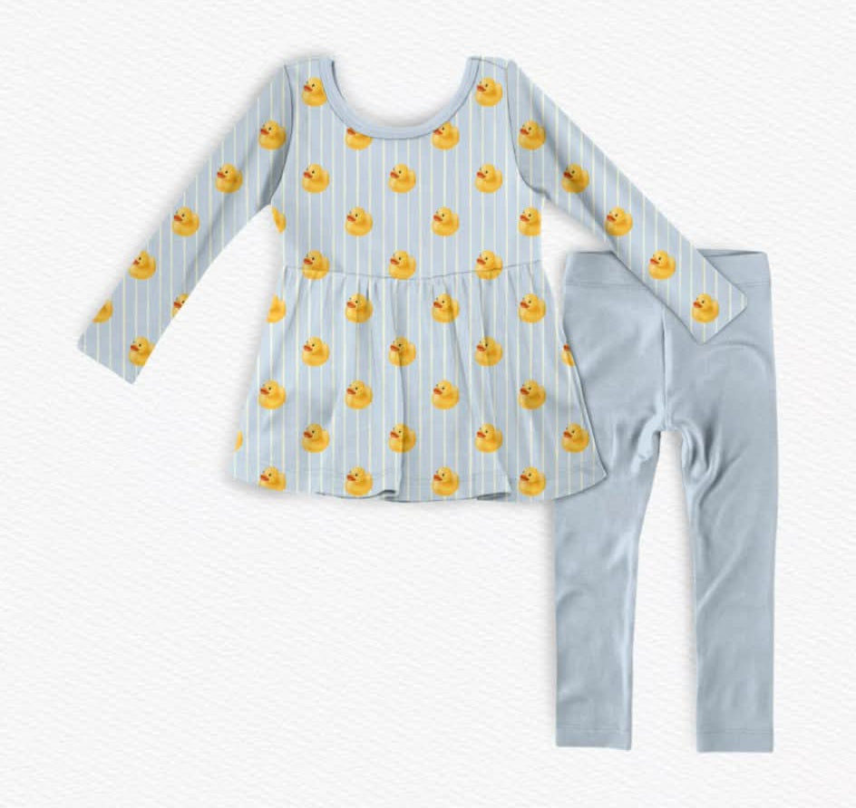 Ducks Long Sleeve Peplum Set with Leggings