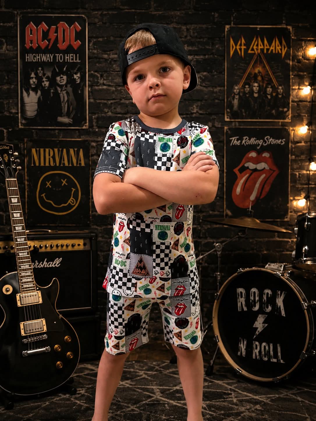 Rock 'n Roll PJ Shorts Set