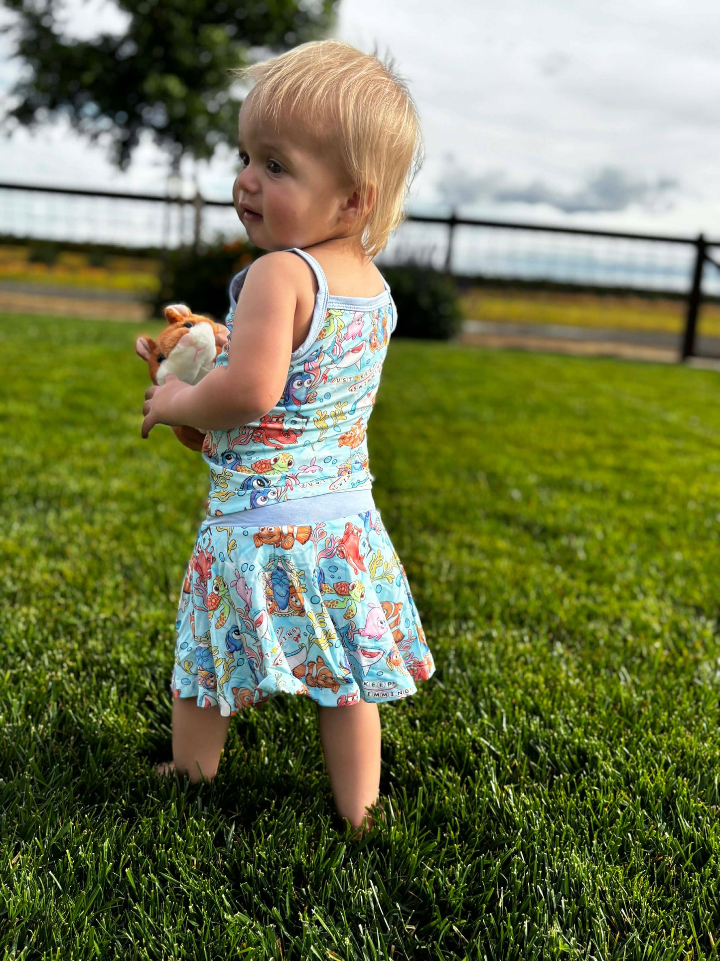 Keep Swimming tank and skirt set