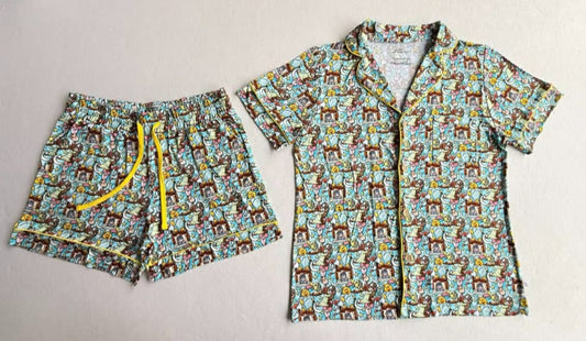 Sweet Dreams Pooh Button Down Top with Shorts PJ set