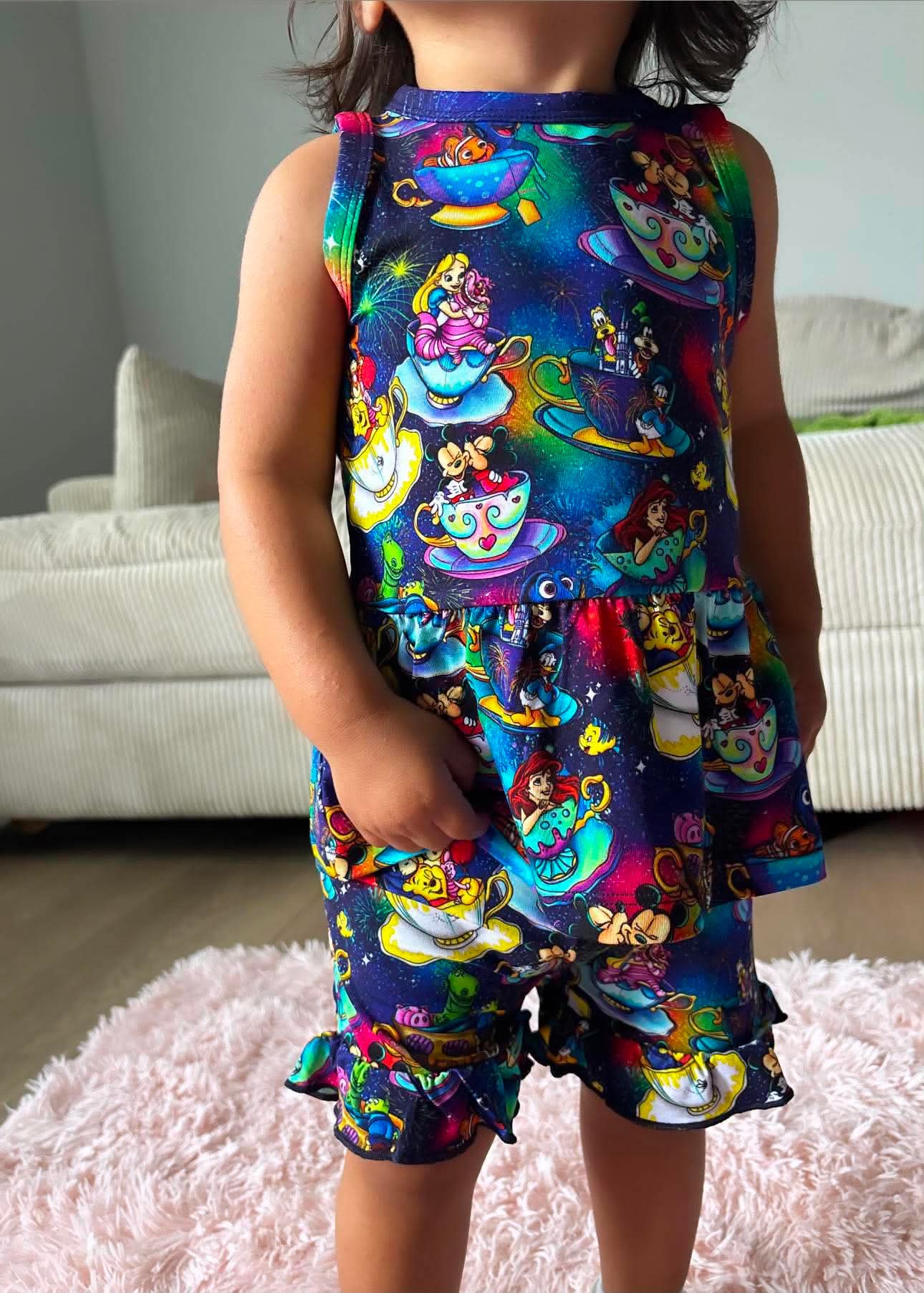 Magic In Every Cup Tank Top and Ruffle Shorts Set
