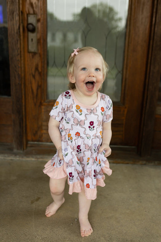 Bows & Flowers Twirl Dress
