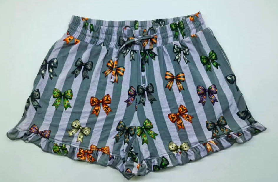 Halloween Bows Loose Top w/ Ruffle Shorts Set