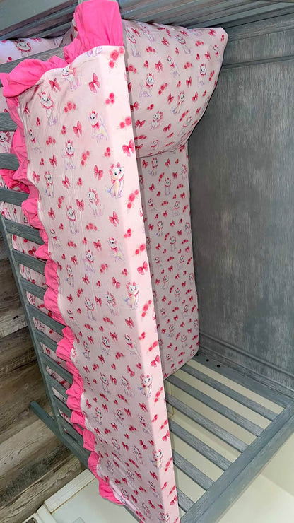 Prim & Purrrfect Double Layer Ruffle Bamboo Blanket 50x50