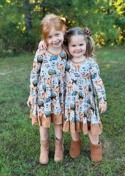 Holy Night Long Sleeve Twirl Dress